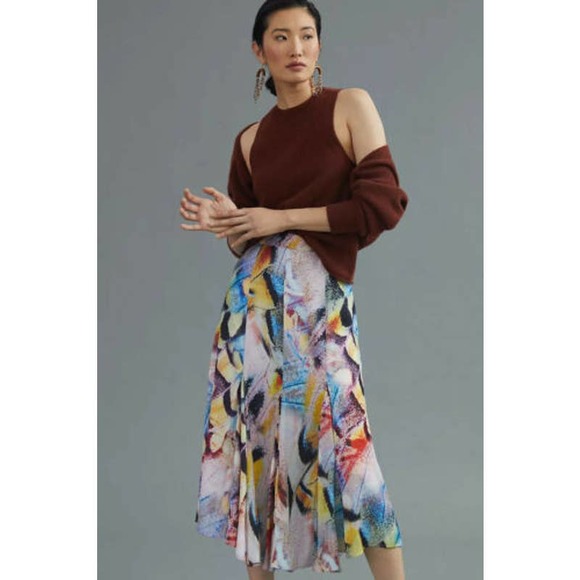 NEW Anthropologie A-Line Colorful Midi Skirt - Size 8 - Picture 1 of 8